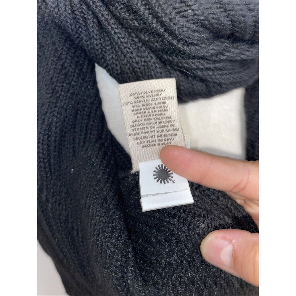 UGG Women's Black Chunky Rib Knit Scarf Wool Blend One Size OS/TU Soft Winter - Picture 4 of 5
